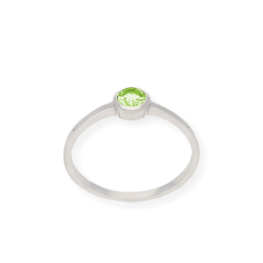 Anillo de Plata con Peridoto Central Redondo