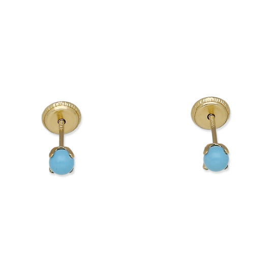 Pendientes Bebé Oro 18K con Turquesa 3 mm