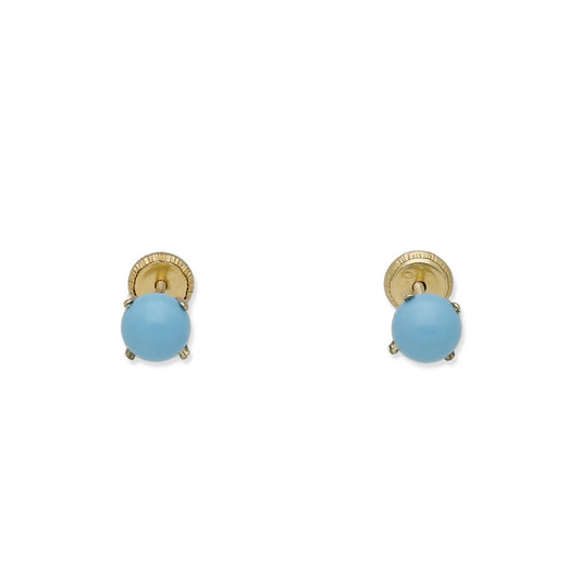 Pendientes Bebé Oro 18K con Turquesa 5 mm