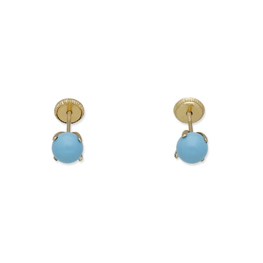 Pendientes Bebé Oro 18K con Turquesa 5 mm