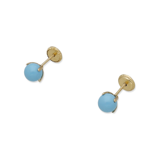 Pendientes Bebé Oro 18K con Turquesa 5 mm