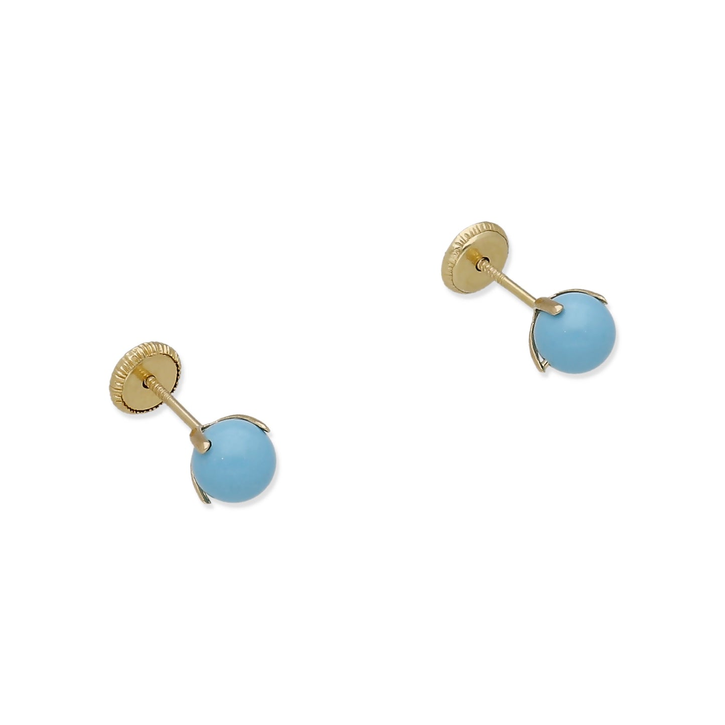 Pendientes Bebé Oro 18K con Turquesa 5 mm