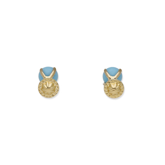 Pendientes Bebé Oro 18K con Turquesa 5 mm