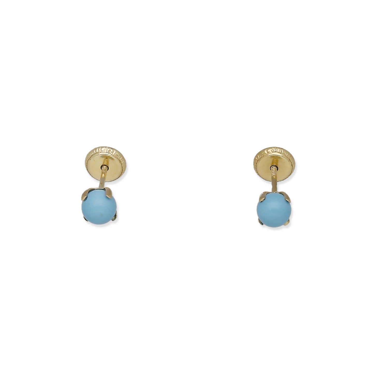 Pendientes Bebé Oro 18K con Turquesa 4 mm