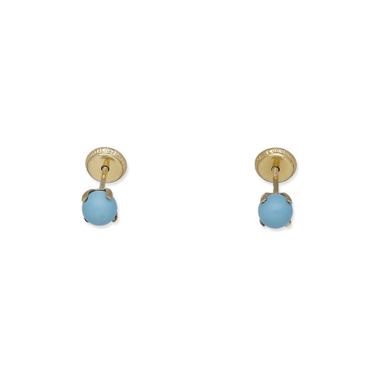 Pendientes Bebé Oro 18K con Turquesa 4 mm