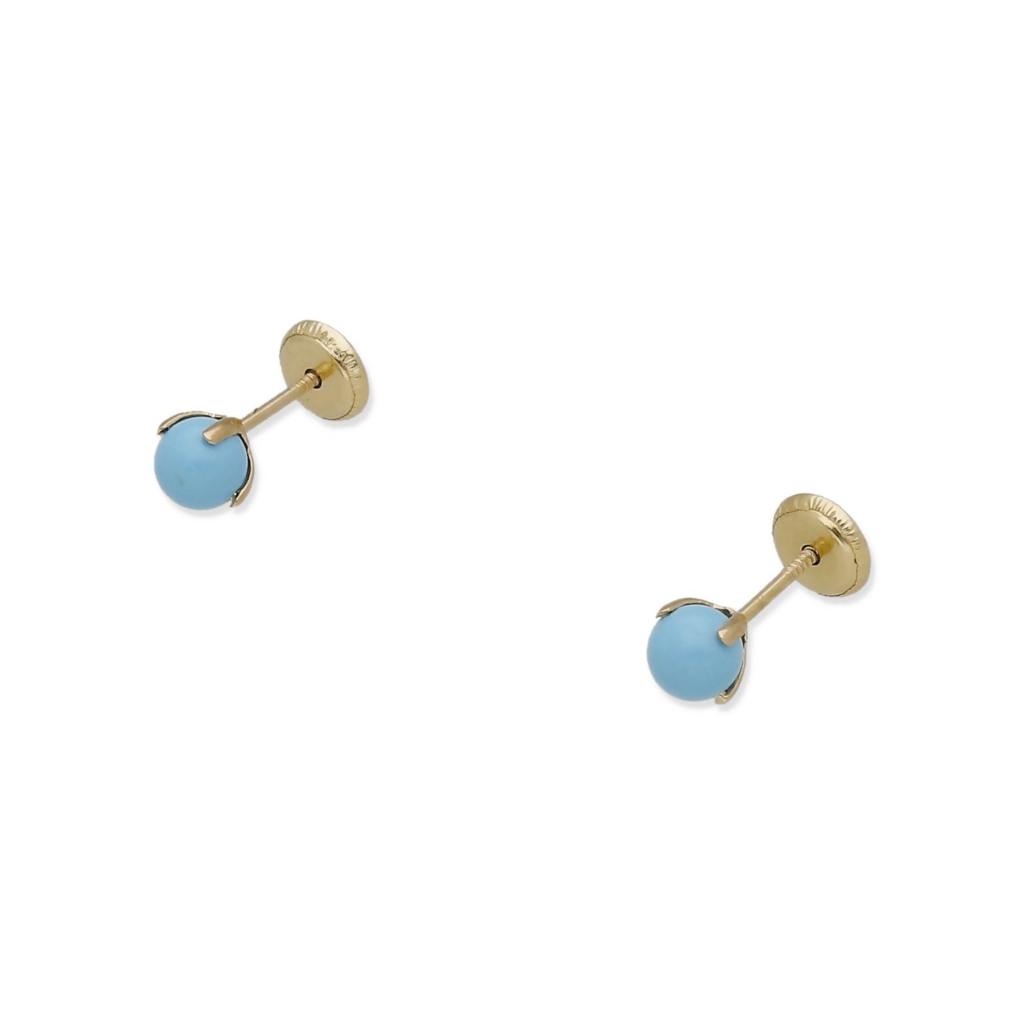Pendientes Bebé Oro 18K con Turquesa 4 mm