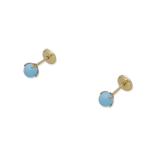 Pendientes Bebé Oro 18K con Turquesa 4 mm
