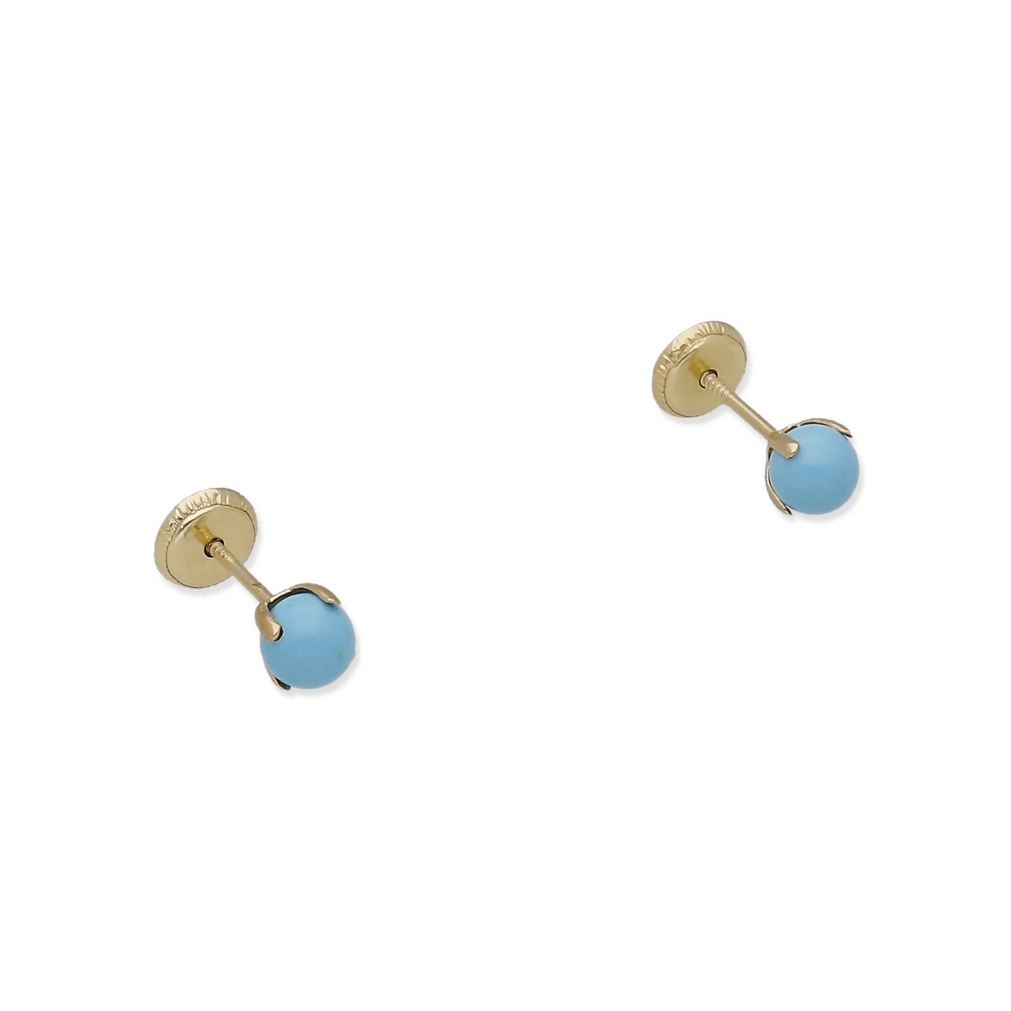 Pendientes Bebé Oro 18K con Turquesa 4 mm