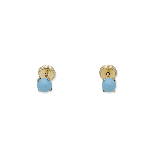 Pendientes Bebé Oro 18K con Turquesa 4 mm