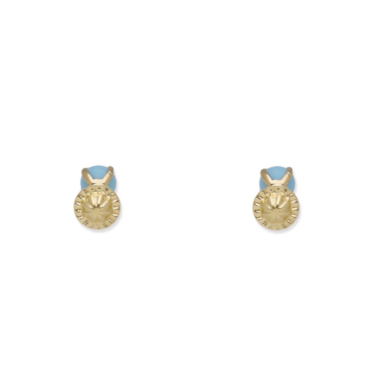 Pendientes Bebé Oro 18K con Turquesa 4 mm