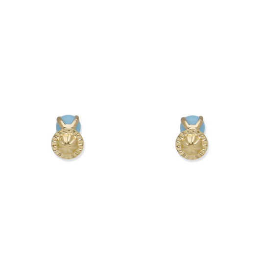 Pendientes Bebé Oro 18K con Turquesa 4 mm