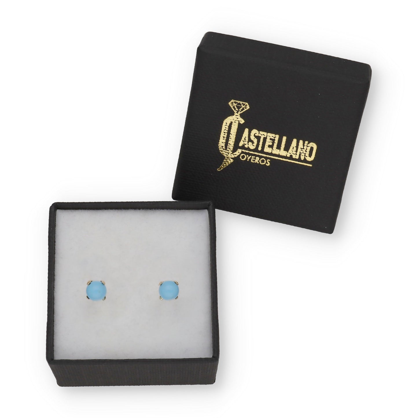 Pendientes Bebé Oro 18K con Turquesa 4 mm