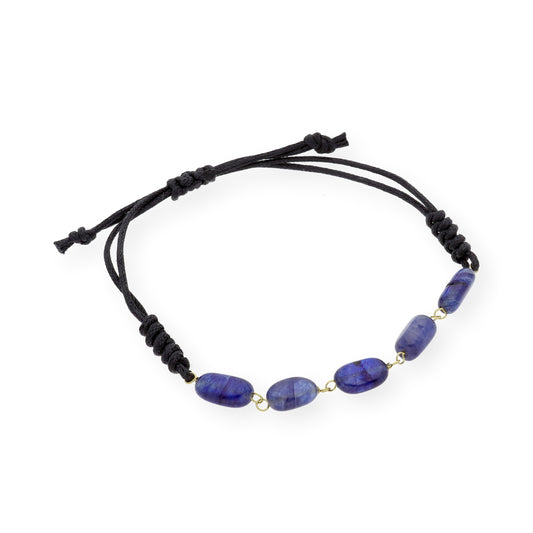 Pulsera Macramé de Oro de Ley con Zafiros