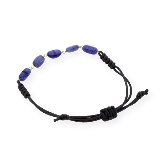 Pulsera Macramé de Oro de Ley con Zafiros