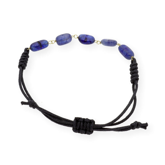 Pulsera Macramé de Oro de Ley con Zafiros