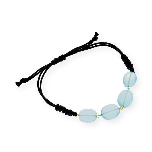 Pulsera Macramé de Oro de Ley con Topacios Azules