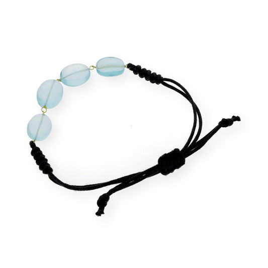 Pulsera Macramé de Oro de Ley con Topacios Azules