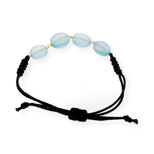 Pulsera Macramé de Oro de Ley con Topacios Azules