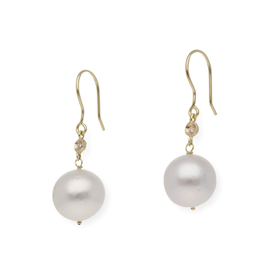 Pendientes de Oro Diseño Diamantes y Perlas Australianas