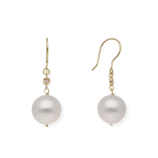 Pendientes de Oro Diseño Diamantes y Perlas Australianas