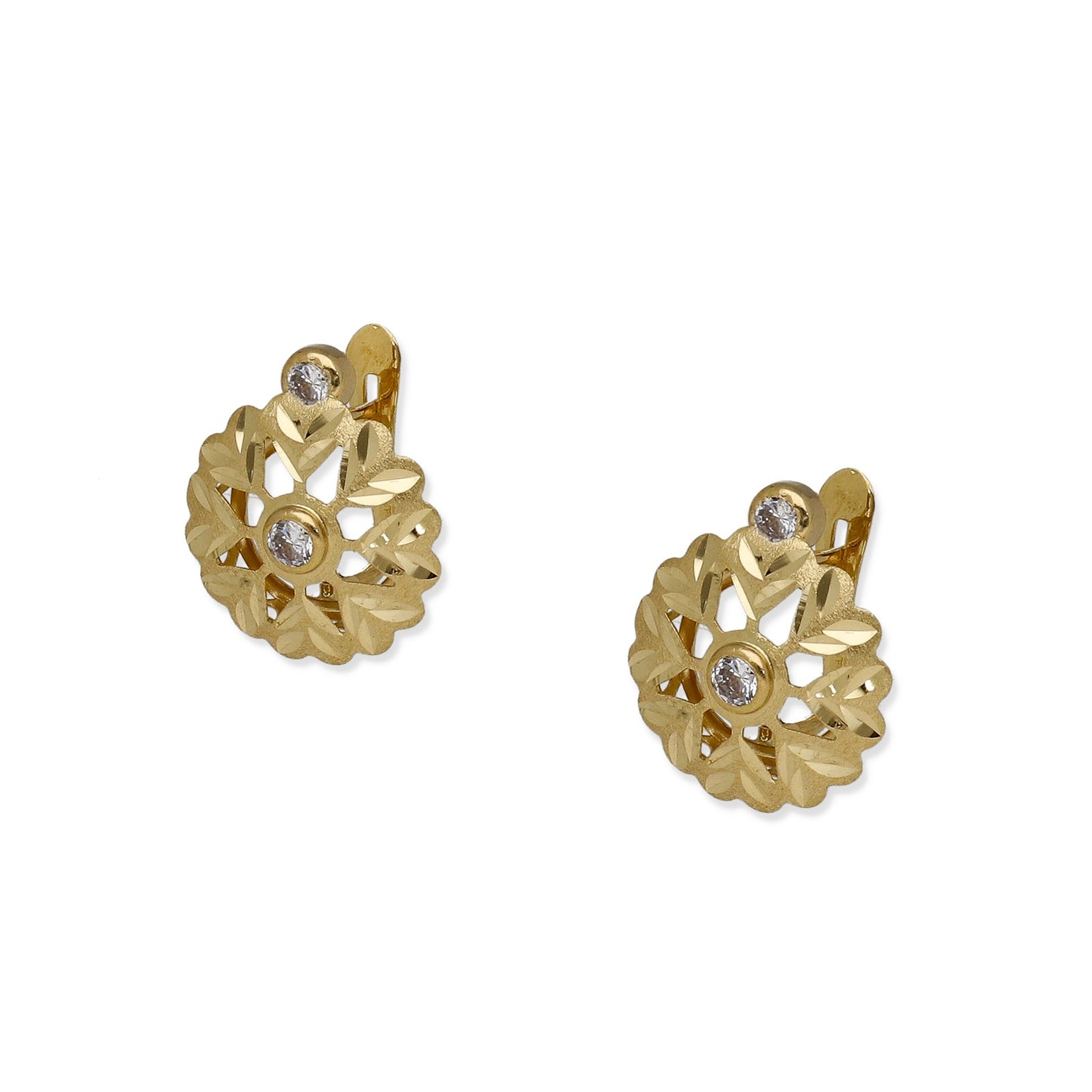 Pendientes Cubana en Oro y Circonita Modelo Lucena