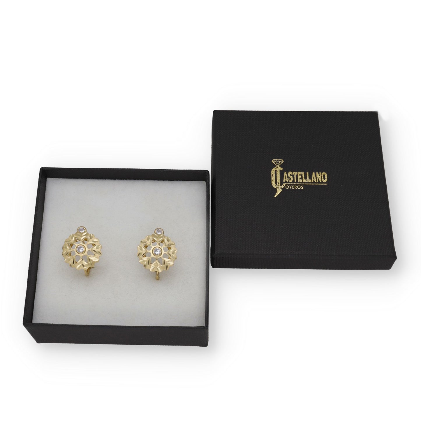 Pendientes Cubana en Oro y Circonita Modelo Lucena