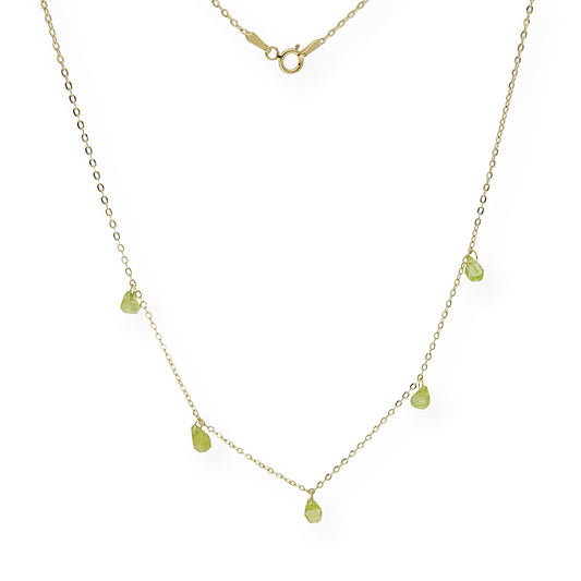 Collar con Olivinas Naturales y Oro de Ley 18k