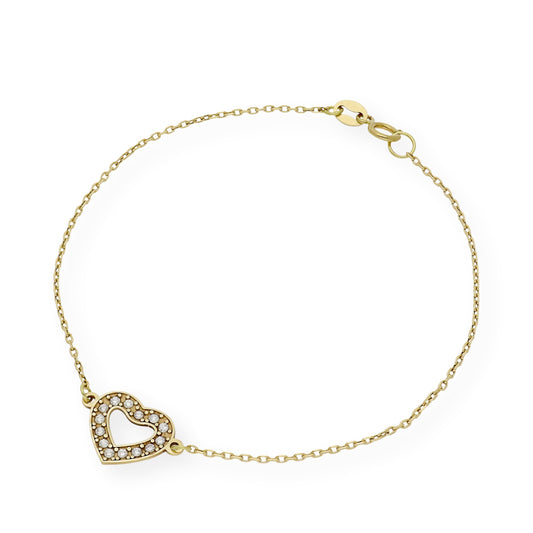 Pulsera Corazón con Diamantes Engastados y Oro 18k