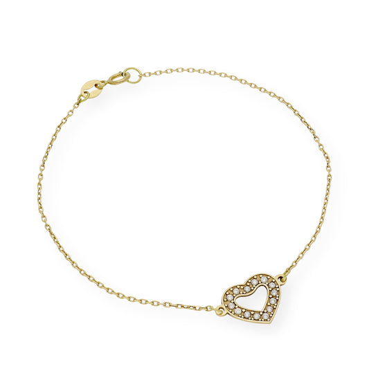 Pulsera Corazón con Diamantes Engastados y Oro 18k