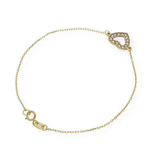 Pulsera Corazón con Diamantes Engastados y Oro 18k