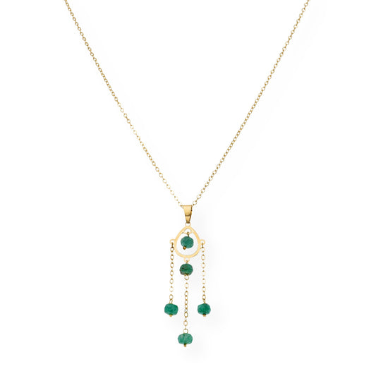 Colgante Étnico de Oro 18K con Esmeraldas Talladas