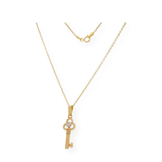 Colgante Llave de Oro 18k y Diamante Central