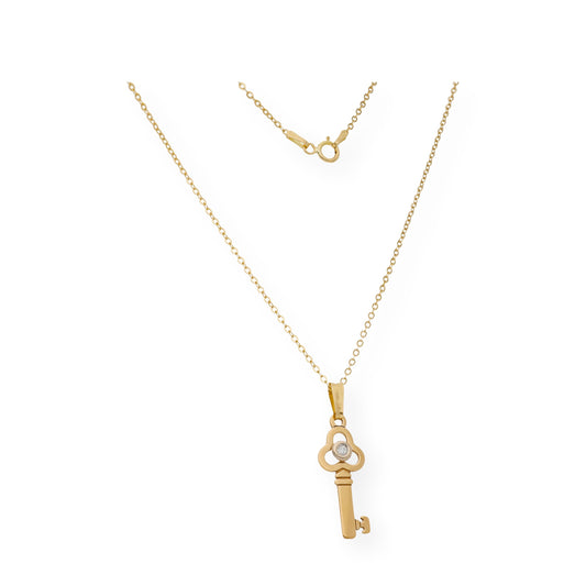 Colgante Llave de Oro 18k y Diamante Central