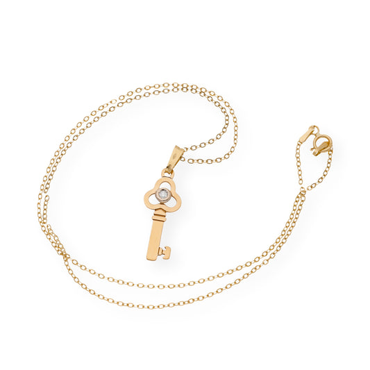 Colgante Llave de Oro 18k y Diamante Central