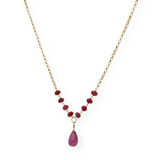 Collar de Oro 18k y Rubíes Tallados