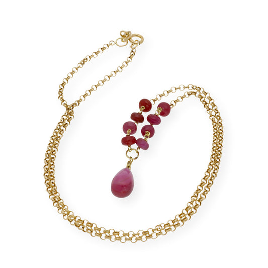 Collar de Oro 18k y Rubíes Tallados