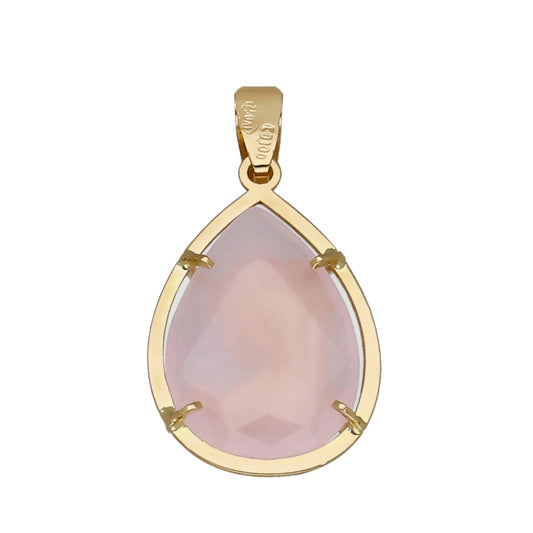 Medalla Virgen Niña en Oro 18k y Piedra Rosa Modelo Hell