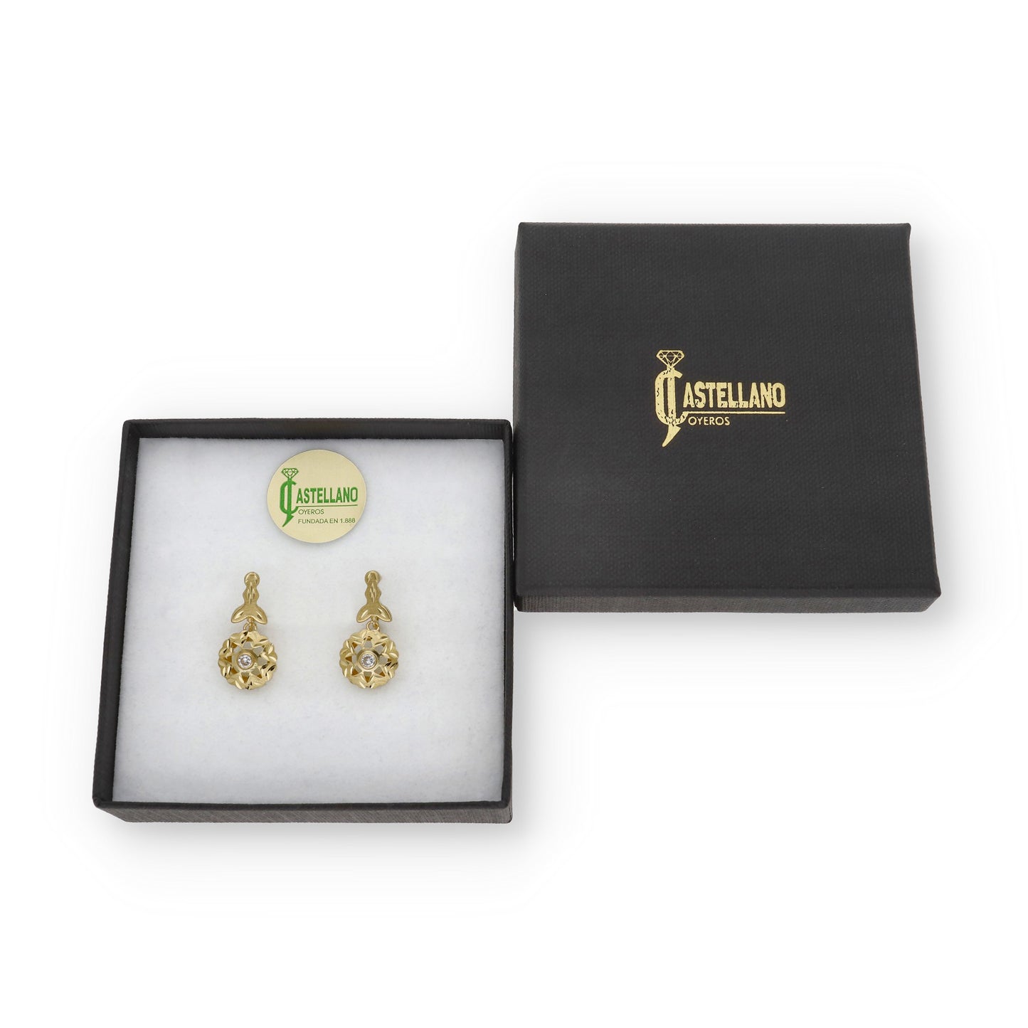 Pendientes Cubana Modelo Luant en Oro y Circonita