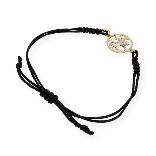 Pulsera Macramé Árbol de la Vida en Oro de Ley 18k y Diamante