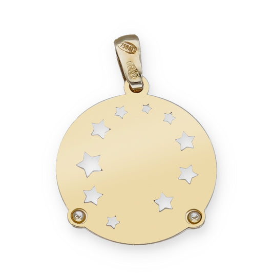 Medalla Virgen Niña en Oro 18k Bicolor y Circonitas Modelo Roma