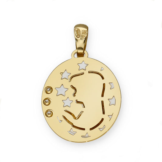 Medalla Virgen Niña en Oro 18k y Nácar Modelo Divine