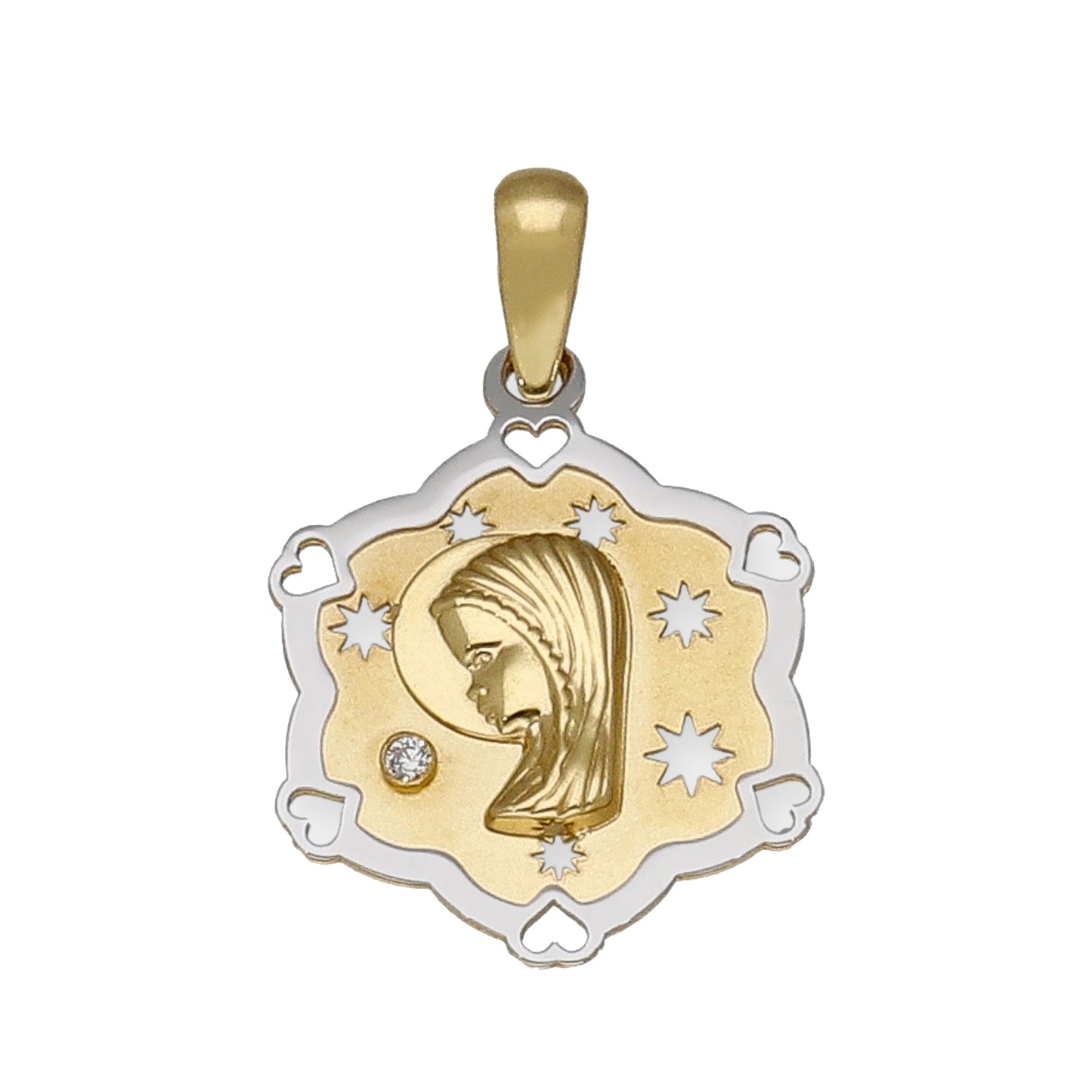 Medalla Virgen Niña en Oro 18k Bicolor Modelo Florencia