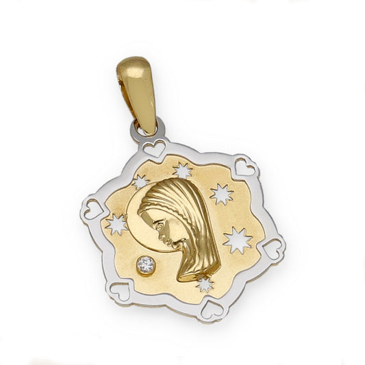 Medalla Virgen Niña en Oro 18k Bicolor Modelo Florencia