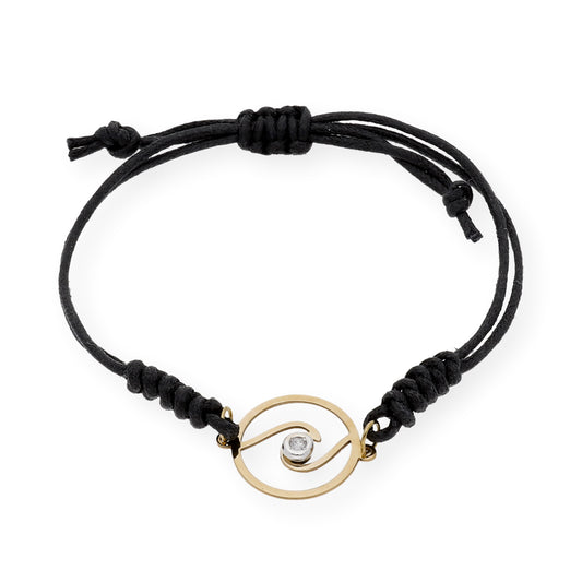 Pulsera Macramé Diseño de Ola en Oro de Ley 18k y Diamante