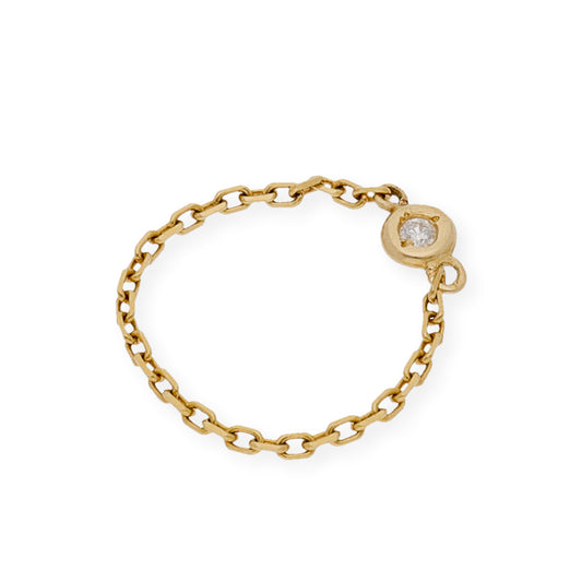 Anillo Cadena en Oro 18K y Diamante