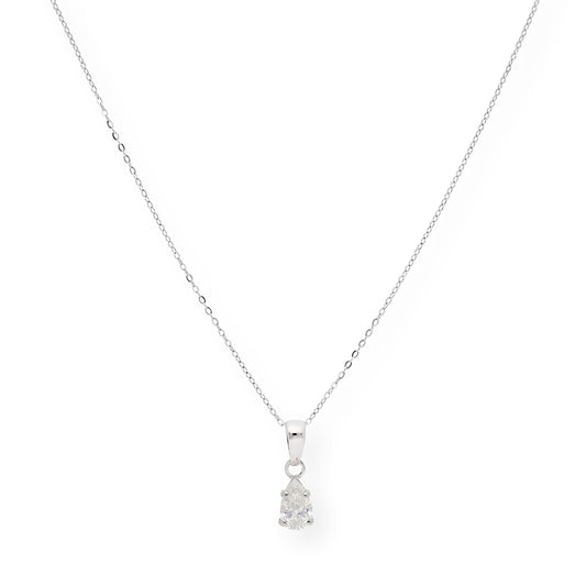 Collar con Colgante Diane con Diamante Talla Pera y Oro Blanco 18k