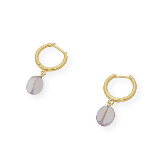 Pendientes de Aro en Plata de Ley con Baño de oro y Amatistas Malva