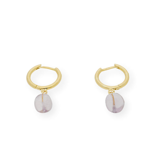 Pendientes de Aro en Plata de Ley con Baño de oro y Amatistas Malva