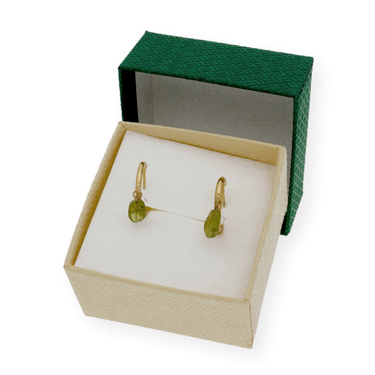 Pendientes de Aro en Plata de Ley con Baño de oro y Olivinas