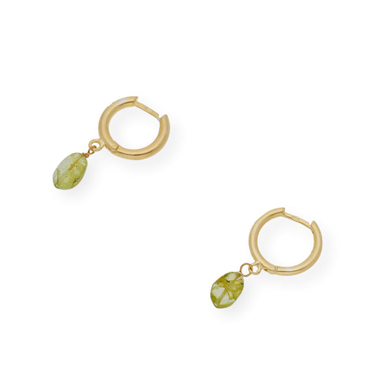 Pendientes de Aro en Plata de Ley con Baño de oro y Olivinas